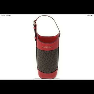 Michael Kors Signature Wine Bottle Holder Flame Red BNWT